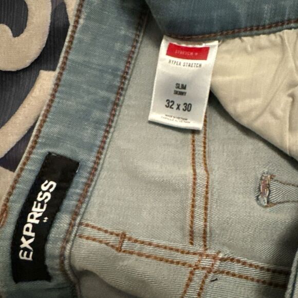 Express slim skinny hyperstrech blue jeans - Picture 5 of 7